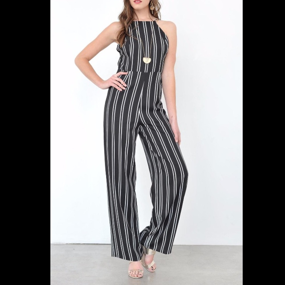 Black and White Pinstripe Jumpsuit